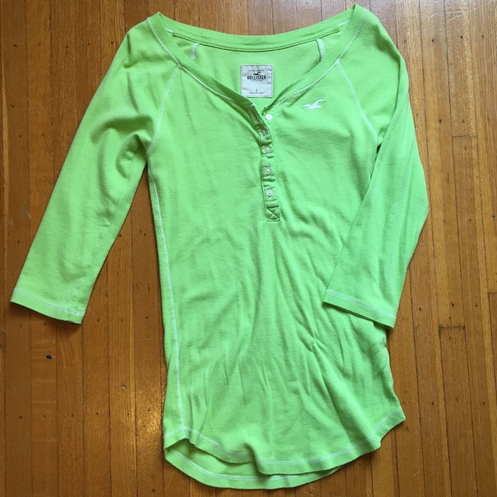 Bright Green 3/4 Sleeve Hollister Shirt